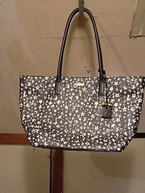 kate spade Black Tote with Cream Star Print